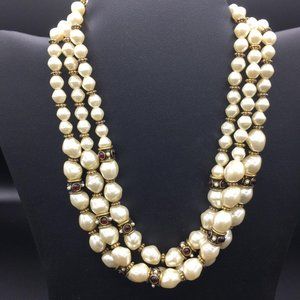 CHICO'S MULTI STRAND FAUX PEARL NECKLACE